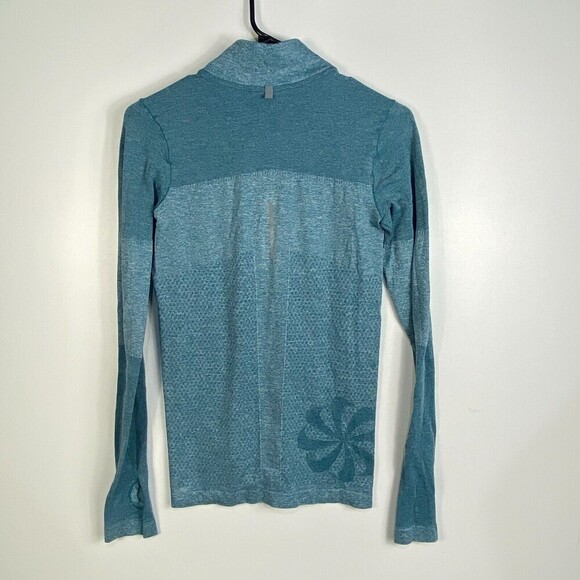 Nike Dri Fit sz M stretch Knit Half Zip Running Pullover Active Blue green - Picture 6 of 7